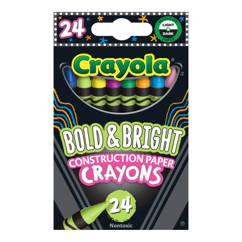 3 Pack - Crayola Construction Paper Crayons 24/Pkg-Bright - 523463 - 071662034634