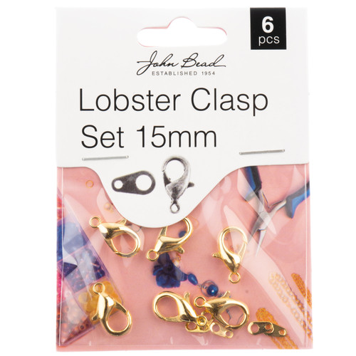 3 Pack John Bead Lobster Clasp Set 15mm 6/Pkg-Gold 1401159 - 665772231764