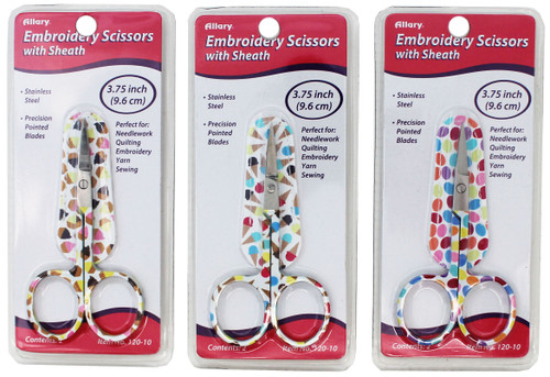 12 Pack Allary Embroidery Scissors W/Leather Sheath 3.75"-Assorted Sweets 12010A - 750557120101