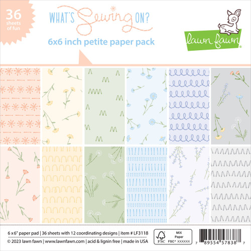 3 Pack Lawn Fawn Single-Sided Petite Paper Pack 6"X6" 36/Pkg-What's Sewing On? LF3118 - 789554578387