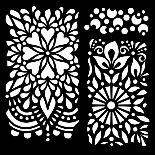 3 Pack Woodware Stencil 6"X6"-Floral Panels FRST076