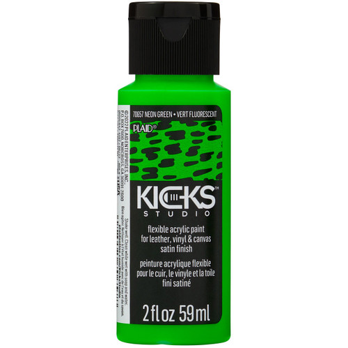 3 Pack Plaid Kicks Studio Neon Shoe Acrylic Paint 2oz-Neon Green NKICKSST-70657 - 028995706578