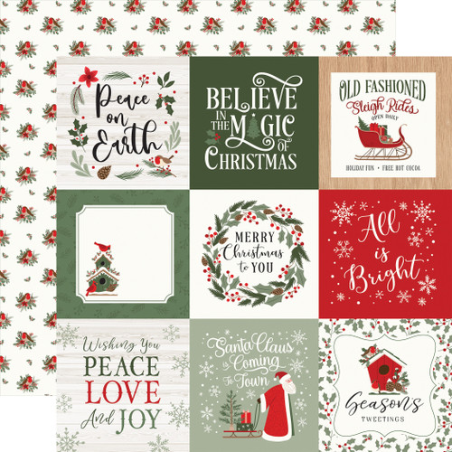25 Pack Christmas Time Double-Sided Cardstock 12"X12"-4"x4" Journaling Cards EPCT12-30009 - 691835224015