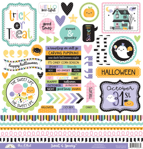 3 Pack Doodlebug This & That Cardstock Stickers 12"X12"-Sweet & Spooky DB8263 - 842715082632