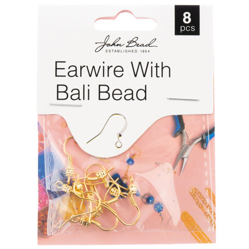 3 Pack John Bead Earwire w/ Bali Bead 8/Pkg-Gold 1401154 - 665772231719