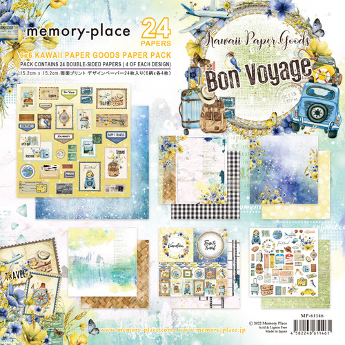 3 Pack Memory Place Double-Sided Paper Pack 6"X6" 24/Pkg-Bon Voyage MP-61146 - 4582248611461