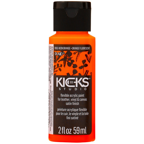 3 Pack Plaid Kicks Studio Neon Shoe Acrylic Paint 2oz-Neon Orange NKICKSST-70655 - 028995706554