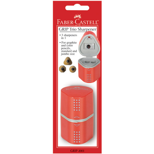 2 Pack - Faber-Castell GRIP Trio Pencil Sharpener-Assorted Colors - 280175