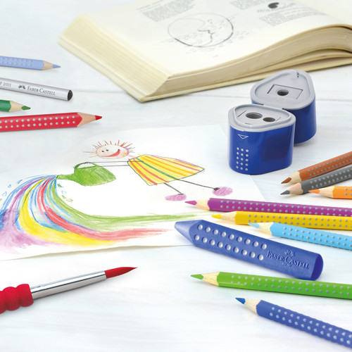 2 Pack - Faber-Castell GRIP Trio Pencil Sharpener-Assorted Colors - 280175 2 Pack - Faber-Castell GRIP Trio Pencil Sharpener-Assorted Colors - 280175