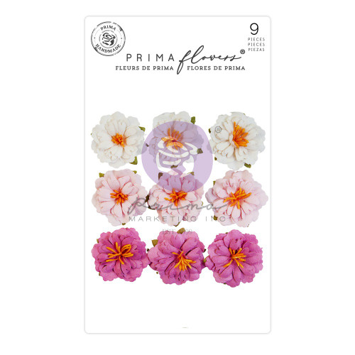 3 Pack Prima Marketing Paper Flowers 9/Pkg-Blushing/ Avec Amour AA664503 - 655350664503