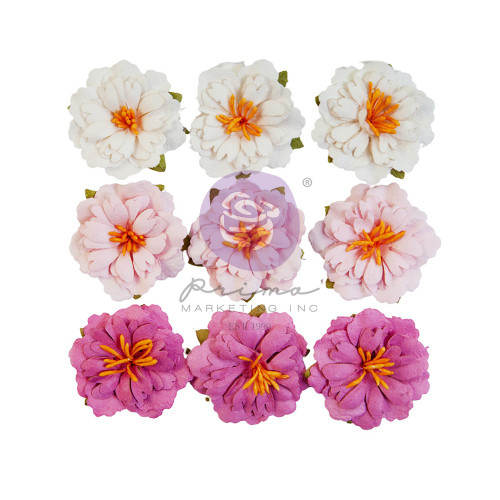 3 Pack Prima Marketing Paper Flowers 9/Pkg-Blushing/ Avec Amour AA664503