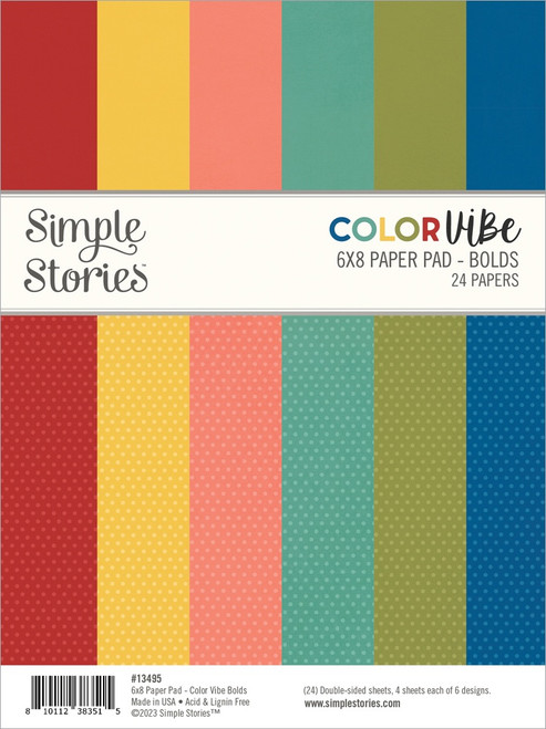 2 Pack - Simple Stories Double-Sided Paper Pad 6"X8" 24/Pkg-Color Vibe Bolds - SCV13495 - 810112383515 2 Pack - Simple Stories Double-Sided Paper Pad 6"X8" 24/Pkg-Color Vibe Bolds - SCV13495 - 810112383515