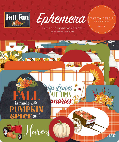 3 Pack Carta Bella Cardstock Ephemera-Icons, Fall Fun FF326024 - 691835211916