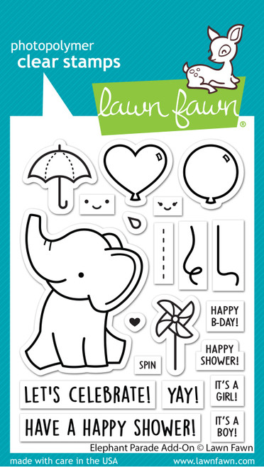 2 Pack Lawn Fawn Clear Stamps 3"X4"-Elephant Parade Add-On LF3067 - 789554578462