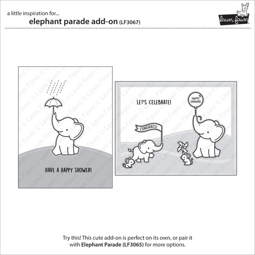 2 Pack Lawn Fawn Clear Stamps 3"X4"-Elephant Parade Add-On LF3067