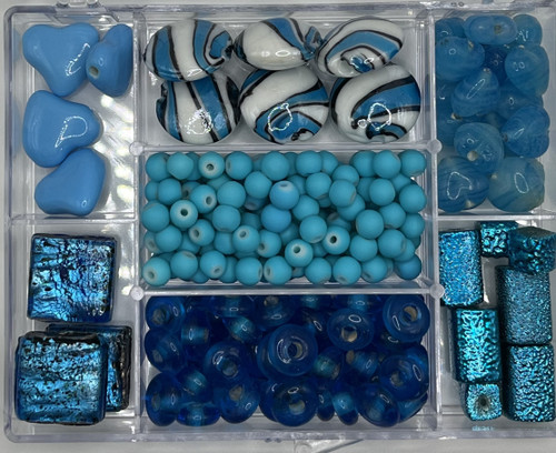 2 Pack Bead Bazaar Glass Beads In A Case-Blue 1800-22 - 633870018228