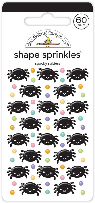 3 Pack Doodlebug Sprinkles Adhesive Enamel Shapes-Sweet & Spooky Spooky Spiders DB8234 - 842715082342