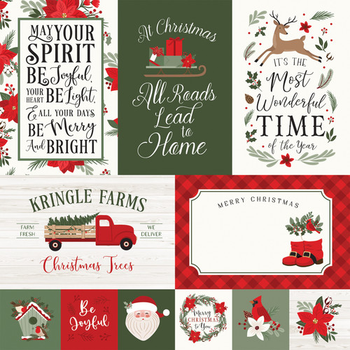 25 Pack Christmas Time Double-Sided Cardstock 12"X12"-4"x6" Journaling Cards EPCT12-30012