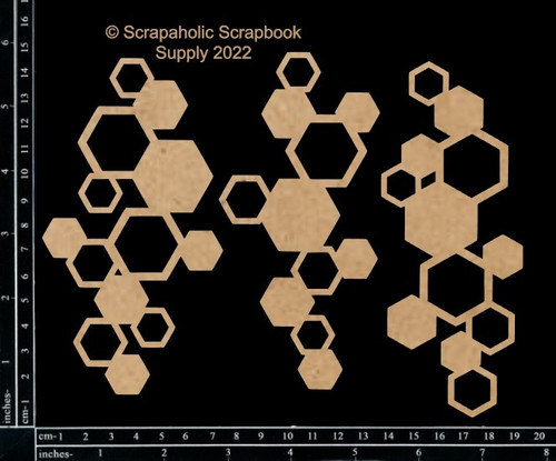 3 Pack Scrapaholics Laser Cut Chipboard 2mm Thick-Hexagon Pieces, 3/Pkg 5.5"X2.5" S89027