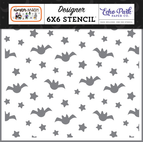 3 Pack Echo Park Stencil 6"X6"-Fright Night Bats, Monster Mash MM323034 - 691835202211