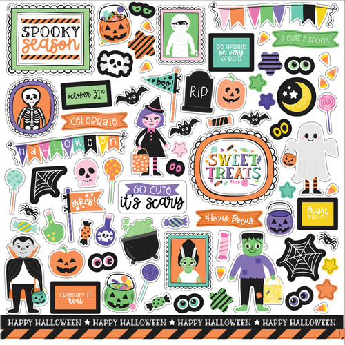 3 Pack Echo Park Elements Cardstock Stickers 12"X12"-Monster Mash MM323014