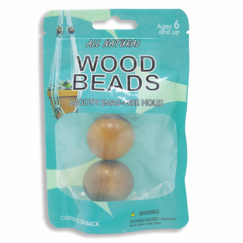 6 Pack Pepperell Braiding Round Wood Bead 32mm-Maple PWB32-02 - 725879709228