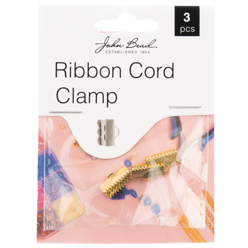 3 Pack John Bead Ribbon Cord Clamp 13mm 3/Pkg-Gold 1401187 - 665772232044