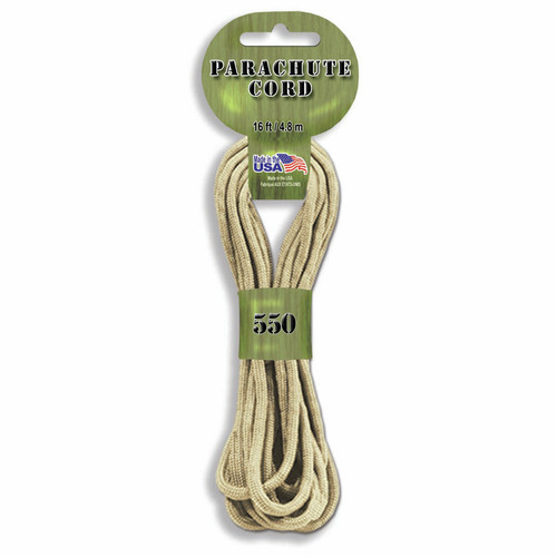 6 Pack - Pepperell Braiding Parachute Cord 4mmx16'-Cream - PARA-1653 - 725879311513
