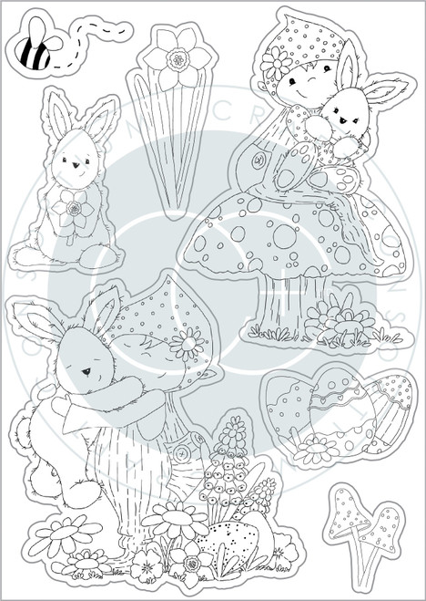 5 Pack Craft Consortium Clear Stamps-Let Spring Begin Bunny CSTMP087