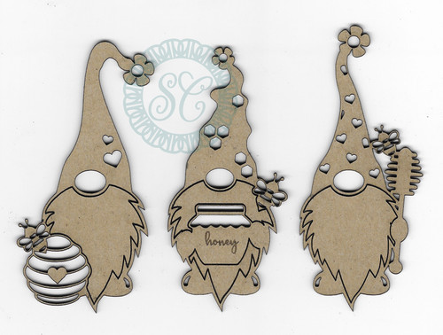 3 Pack Scrapaholics Laser Cut Chipboard 2mm Thick-Bee Gnomes, 3/Pkg 4" To 1.5" S88792