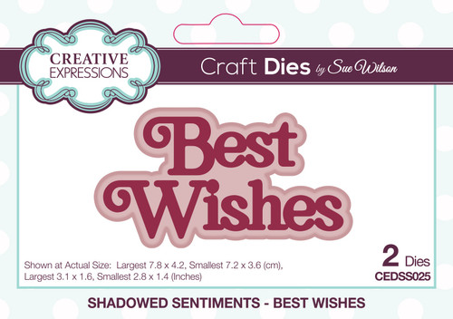 2 Pack Creative Expressions Craft Dies By Sue Wilson-Shadowed Sentiments Best Wishes 2/Pkg CEDSS025 - 5055305980613