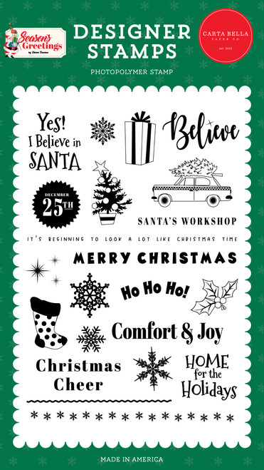 3 Pack Carta Bella Stamps-Christmas Cab, Season's Greetings SG329040 - 691835259017