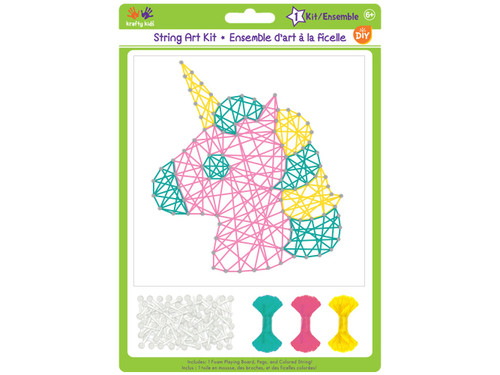 3 Pack Krafty Kids String Art Kit-Unicorn CK134-D - 775749258219