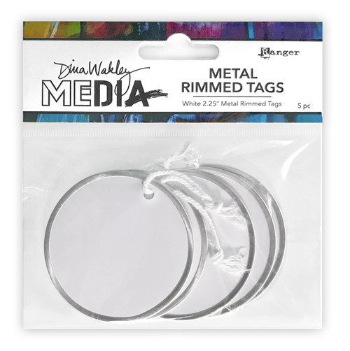 3 Pack Dina Wakley Media Metal Rimmed Tags 2.25" 5/Pkg-White MDA82491 - 789541082491