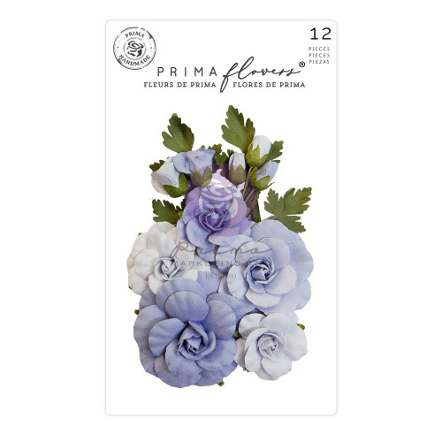 3 Pack Prima Marketing Mulberry Paper Flowers-Sweet Blue/The Plant Department P664367 - 655350664367