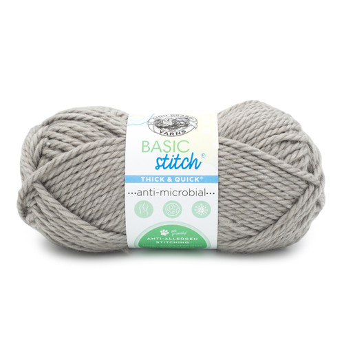 3 Pack Lion Brand Basic Stitch Antimicrobial Thick & Quick Yarn-Cement 209-149 - 023032121383