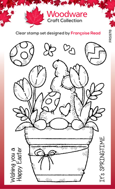 2 Pack Woodware Clear Stamps 4"X6"-Singles Flower Pot Gnome FRS978 - 5055305977880