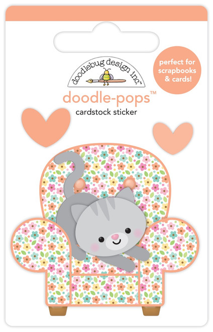 6 Pack Doodlebug Doodle-Pops 3D Stickers-Cozy Kitty DP7609 - 842715076099