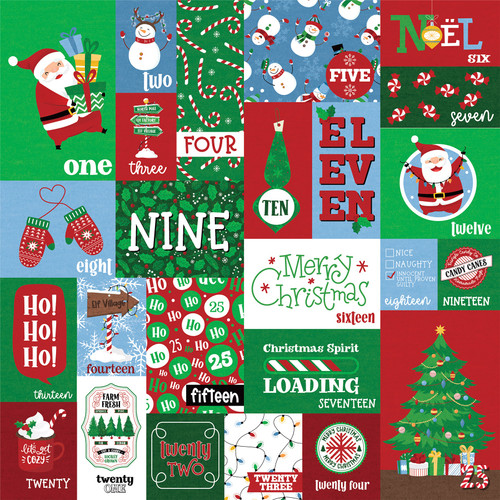 25 Pack Santa Please Stop Here Double-Sided Cardstock 12"x12"-Christmas Countdown PSPS12-4223