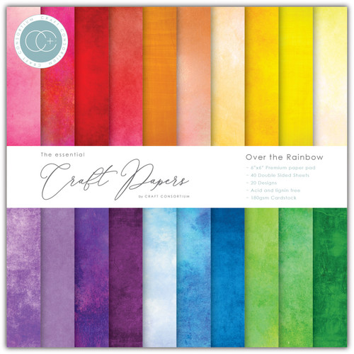 2 Pack Craft Consortium Double-Sided Paper Pad 6"X6" 40/Pkg-Over The Rainbow, 20 Designs CPAD026B - 5060921931390