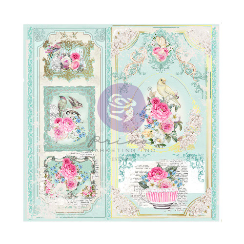 10 Pack Prima Marketing Avec Amour Double-Sided Cardstock 12"X12"-Sweet Birds, W/Foil Details PMAA12-50517