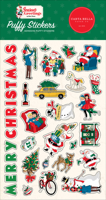 3 Pack Carta Bella Puffy Stickers-Season's Greetings SG329066 - 691835217710