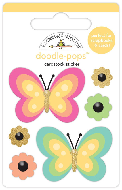6 Pack - Doodlebug Doodle-Pops 3D Stickers-Fancy Flutters, Hello Again - DB8168 - 842715081680