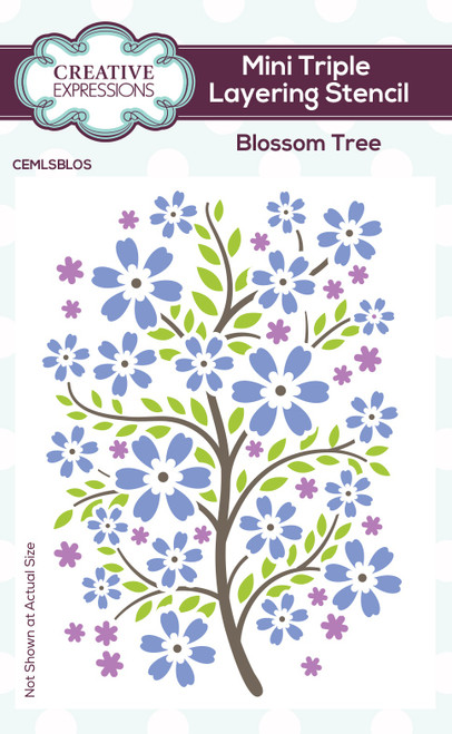 4 Pack Creative Expressions Mini Layering Stencil 4"X3" 3/Pkg-Blossom Tree EMLSBLOS - 5055305983096