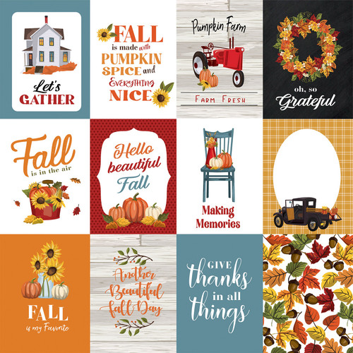 25 Pack Fall Fun Double-Sided Cardstock 12"x12"-3"x4" Journaling Cards CBFF12-6003