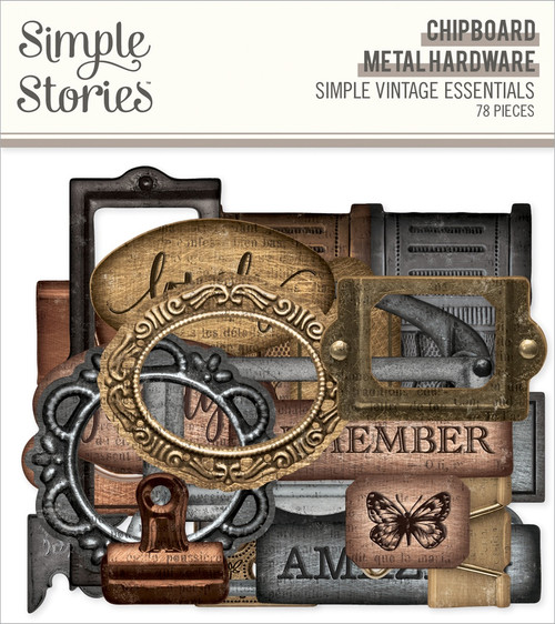 2 Pack - Simple Vintage Essentials Chipboard 78/Pkg-Metal Hardware - SVE20414 - 810112382983