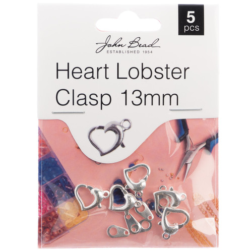 3 Pack John Bead Heart Lobster Clasp 13mm 5/Pkg-Silver 1401033 - 665772203280