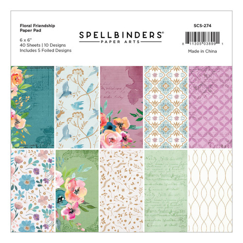 2 Pack Spellbinders Paper Pad 6"X6"-Floral Friendship SCS274 - 811305038991