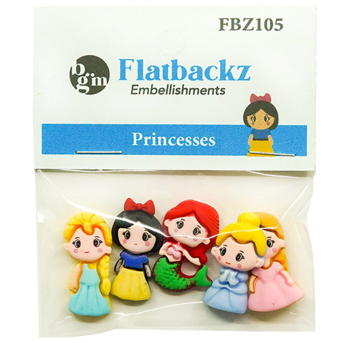 6 Pack Buttons Galore Flatbackz Embellishments-Princesses FBZ-105 - 840934006873
