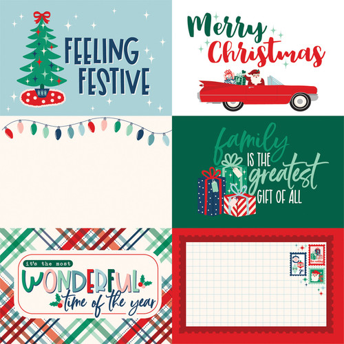 25 Pack Happy Holidays Double-Sided Cardstock 12"X12"-6"x4" Journaling Cards HPH12-7009